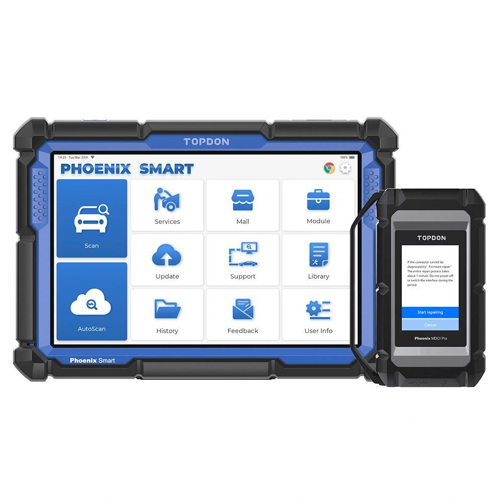 Topdon Phoenix Smart – таблет 10,1" и MDCI Pro VCI с дисплей